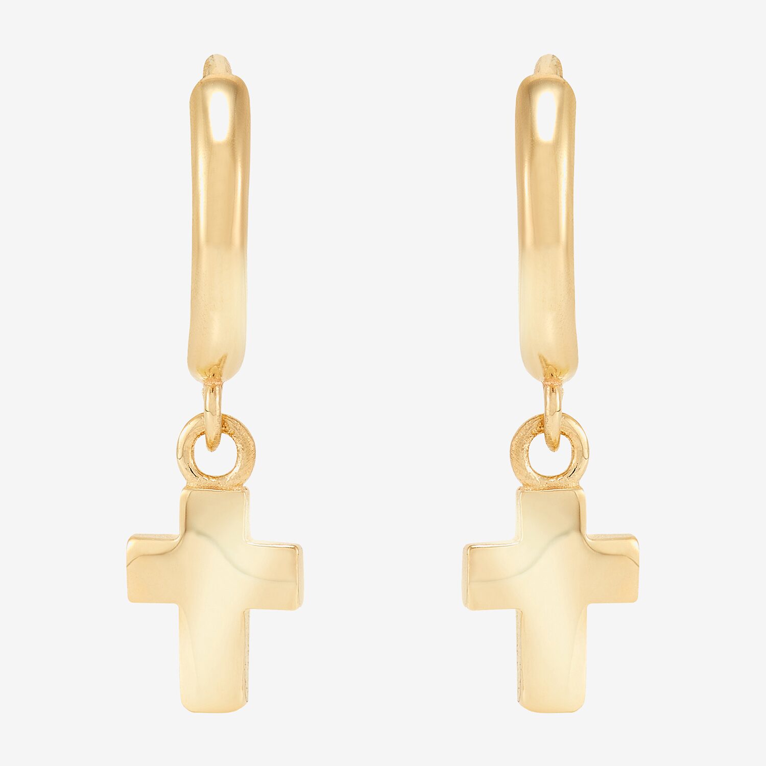 Cross Womens 14K Gold 20mm Cross Hoop Earrings