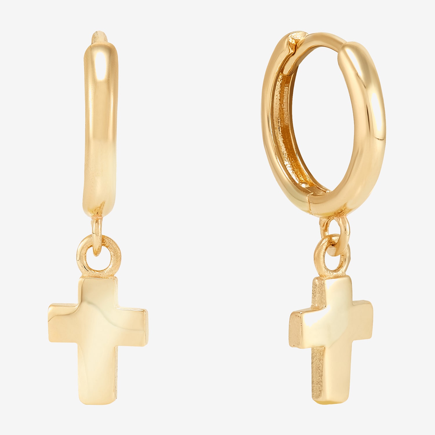 Cross Womens 14K Gold 20mm Cross Hoop Earrings