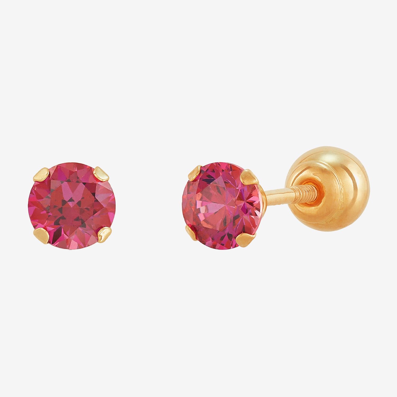 Limited Quantities! Cubic Zirconia 14K Gold 4mm Round Stud Earrings