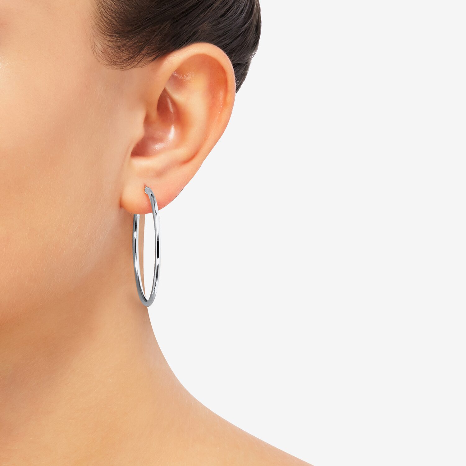 Limited Quantities! Womens 14K White Gold 40mm Hoop Earrings