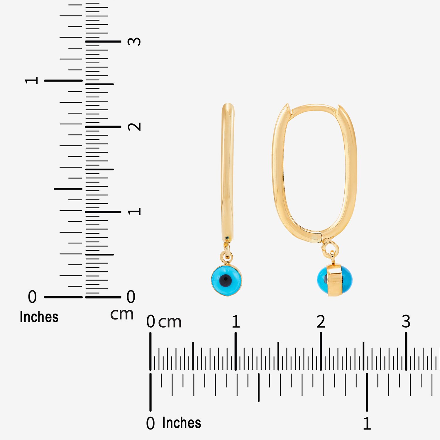 Limited Quantities! Womens Blue Glass 14K Gold 22.9mm Evil Eye Hoop Earrings