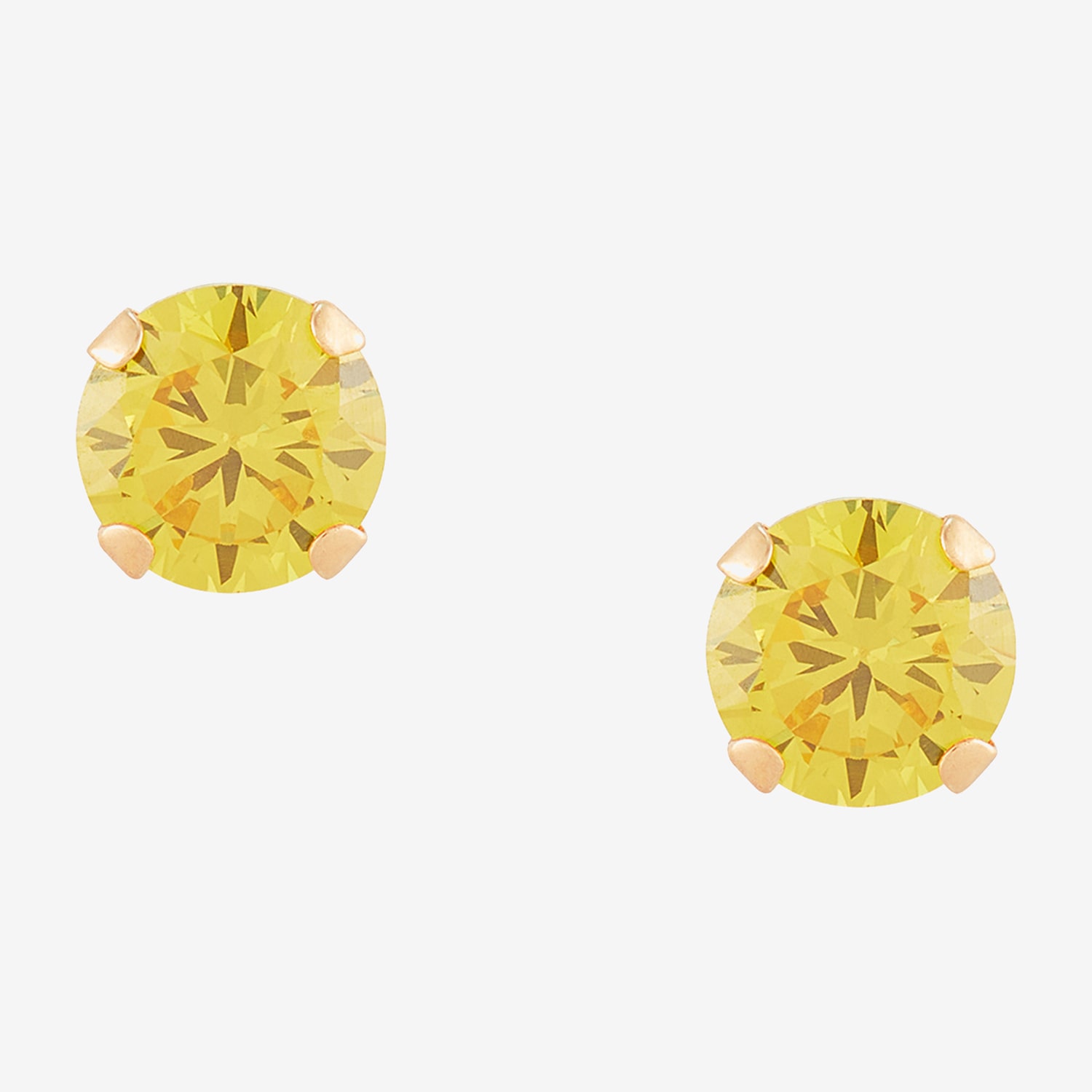 Limited Quantities! Yellow Cubic Zirconia 14K Gold 4mm Round Stud Earrings