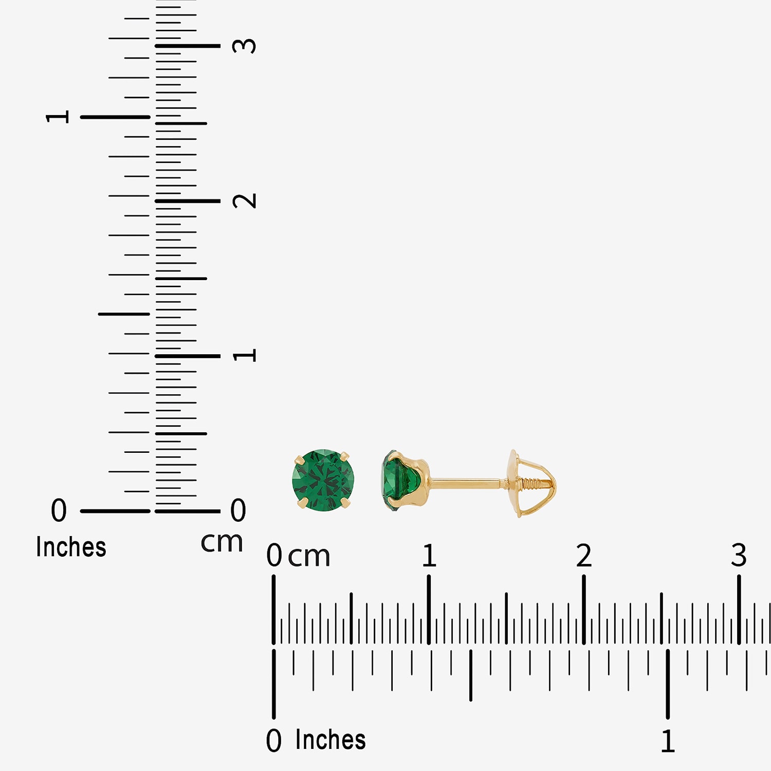 Limited Quantities! Green Cubic Zirconia 14K Gold 4mm Round Stud Earrings