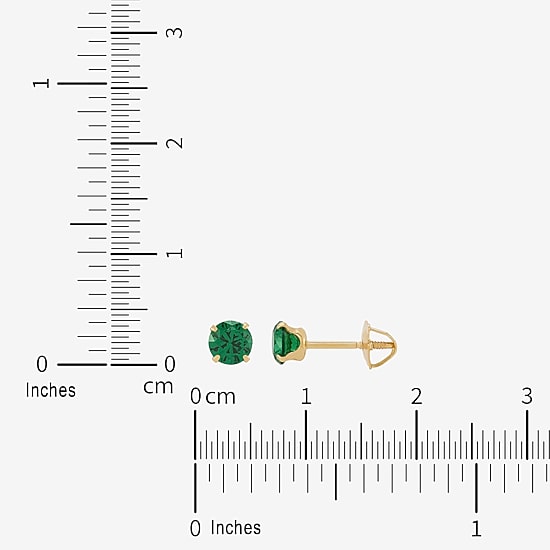 Limited Quantities! Green Cubic Zirconia 14K Gold 4mm Round Stud Earrings