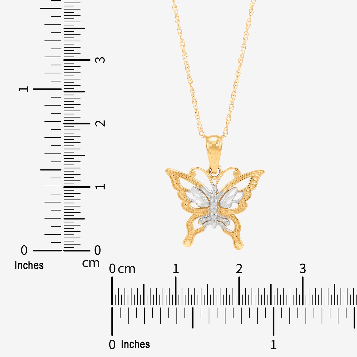 Womens 10K Gold Butterfly 18 Inch Pendant Necklace