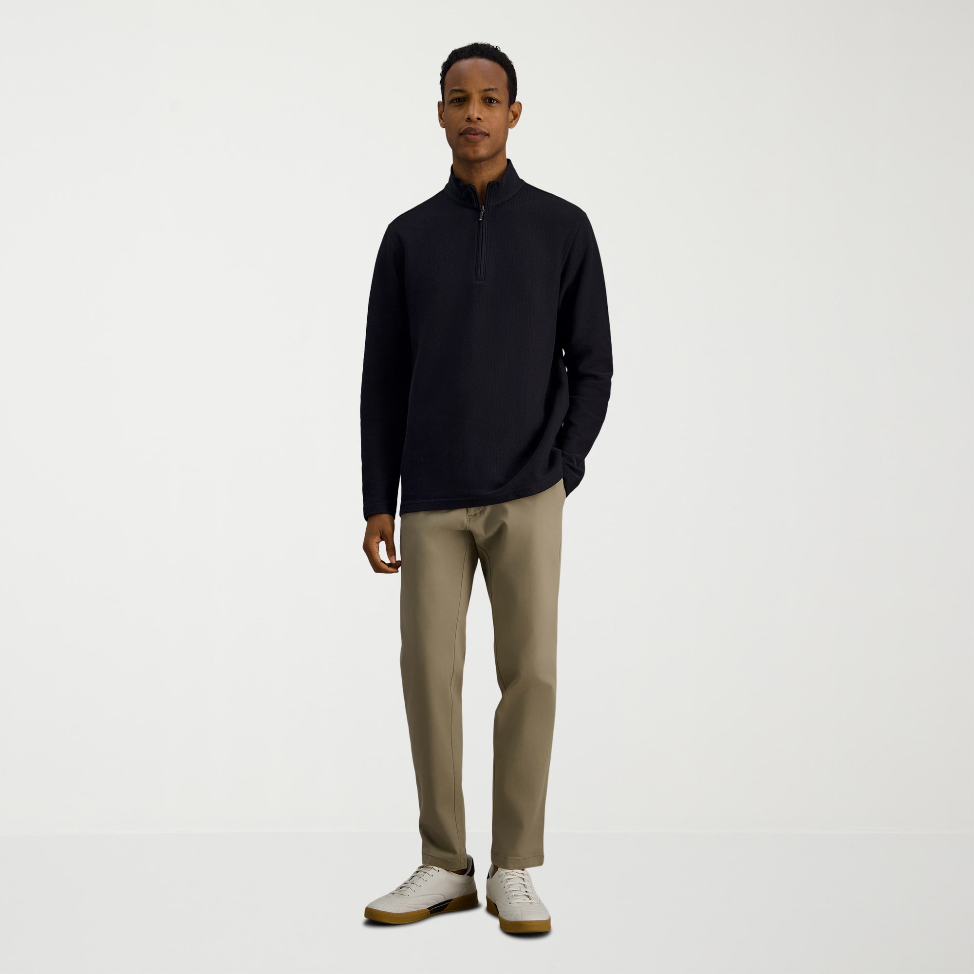 Haggar Jersey Mens Mock Neck Long Sleeve Quarter-Zip Pullover
