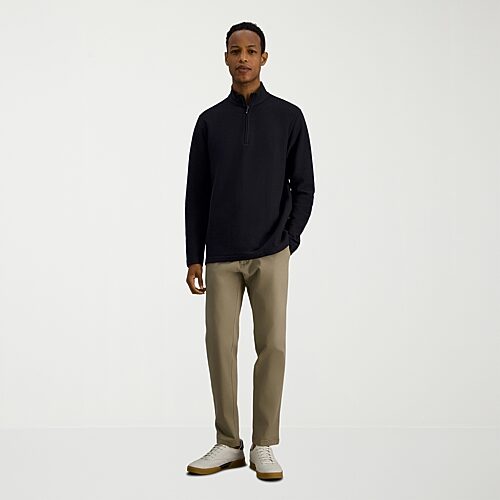 Haggar Jersey Mens Mock Neck Long Sleeve Quarter-zip Pullover In Black