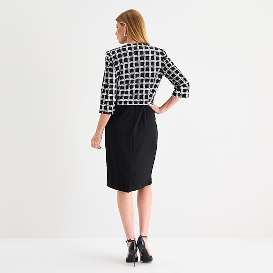 Maya Brooke Womens Grid Jacket Dress