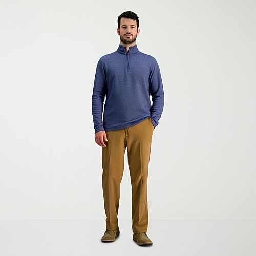 Haggar Mens Mock Neck Long Sleeve Quarter-zip Pullover In Blue
