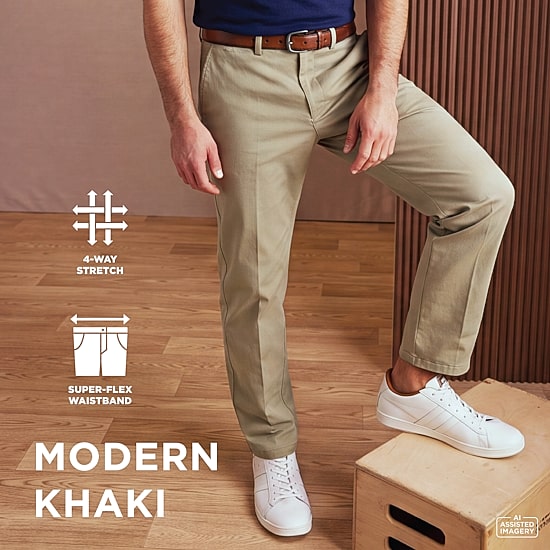 Haggar Modern Khaki Mens Classic Fit Dress Flat Front Pant