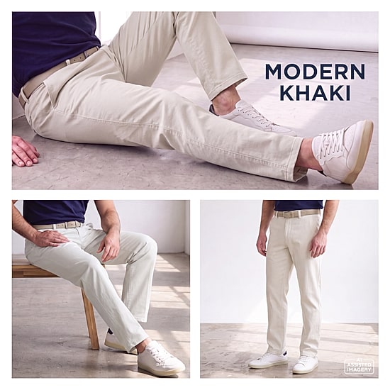 Haggar Modern Khaki Mens Slim Fit Dress Flat Front Pant