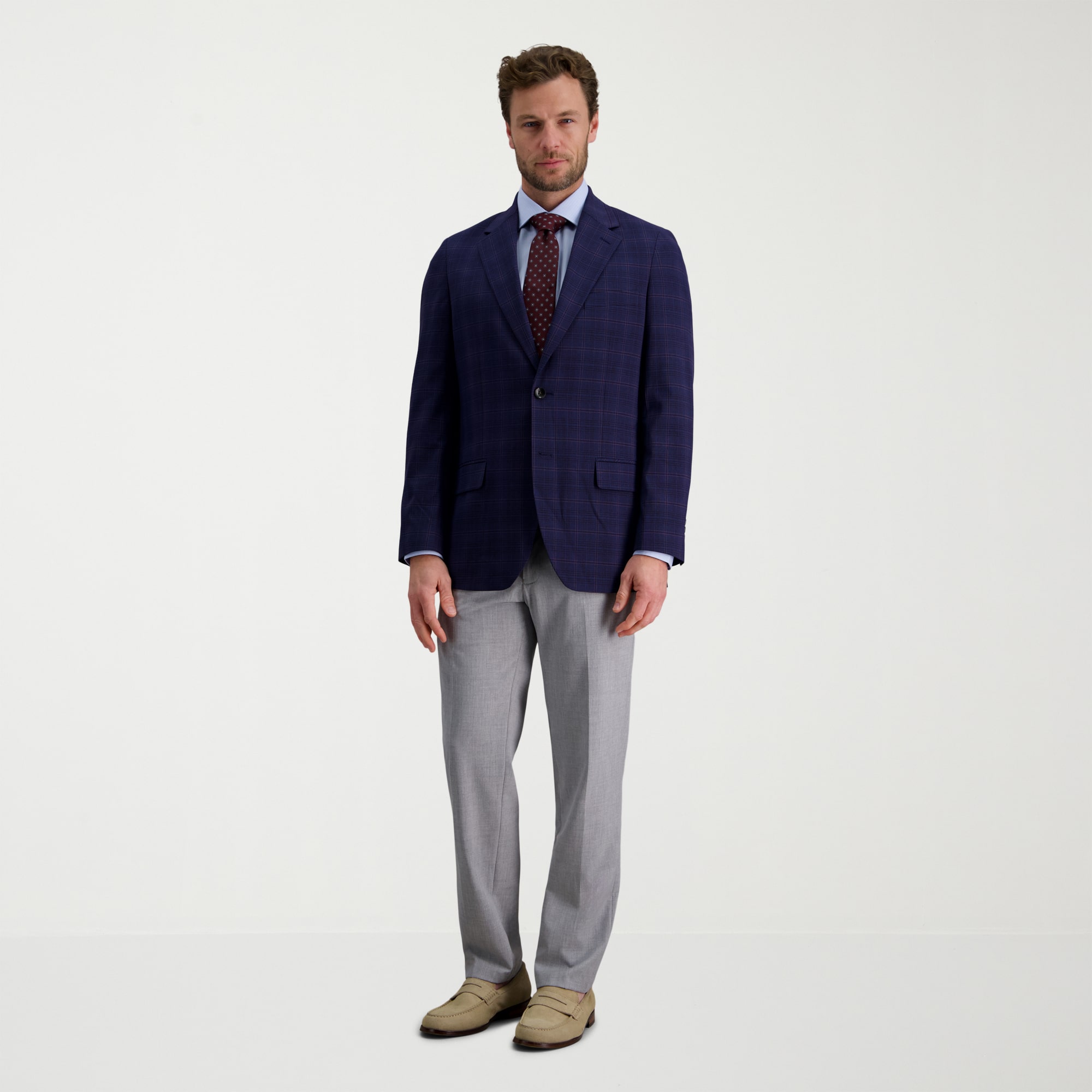 Haggar JMH Premium Stretch Plaid Mens Modern Fit Sport Coat