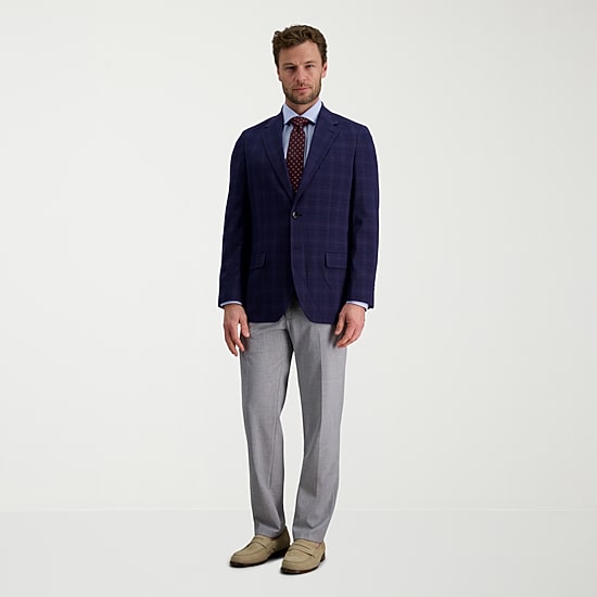 Haggar JMH Premium Stretch Plaid Mens Plaid Modern Fit Sport Coat