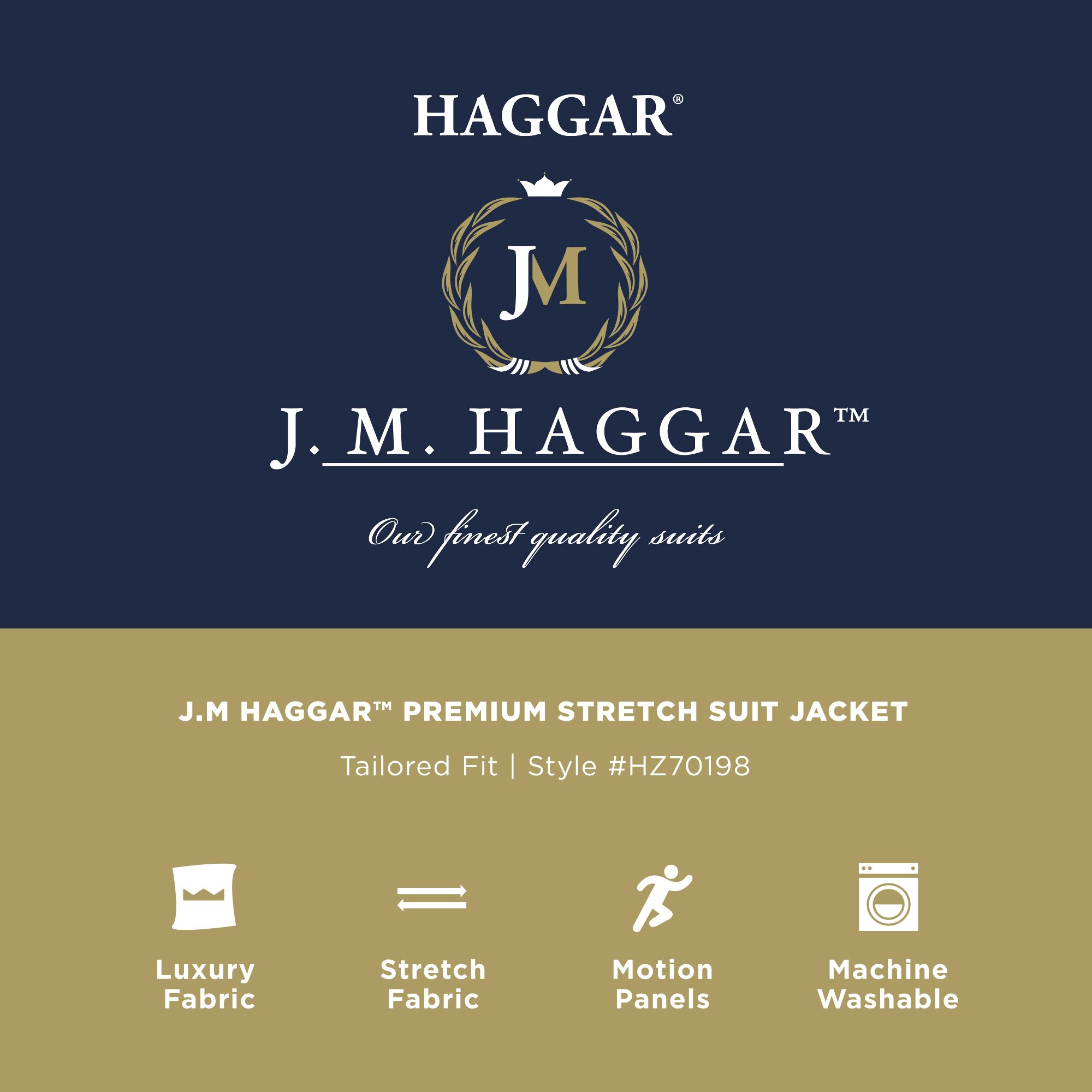 Haggar JMH Tailored Mens Stretch Fabric Modern Fit Windowpane Suit Jacket
