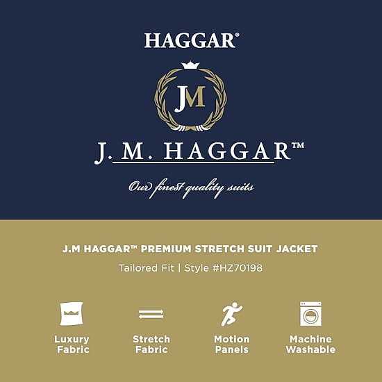 Haggar JMH Tailored Mens Stretch Fabric Modern Fit Windowpane Suit Jacket
