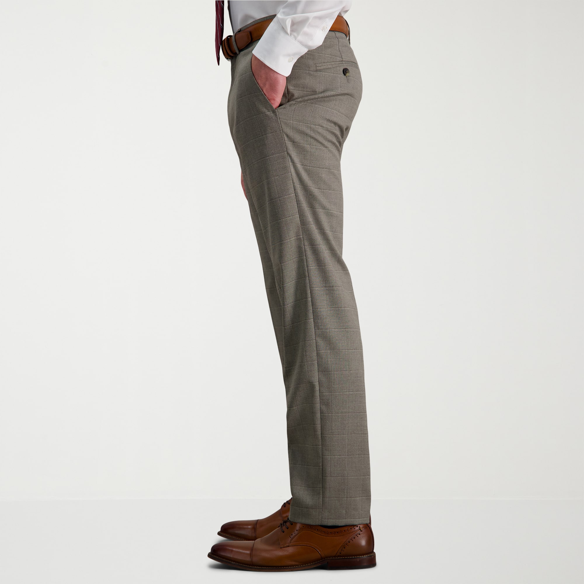 Haggar JMH Tailored Mens Stretch Fabric Modern Fit Windowpane Flat Front Suit Pant