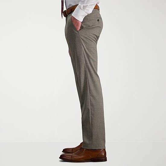 Haggar JMH Tailored Mens Stretch Fabric Modern Fit Windowpane Flat Front Suit Pant