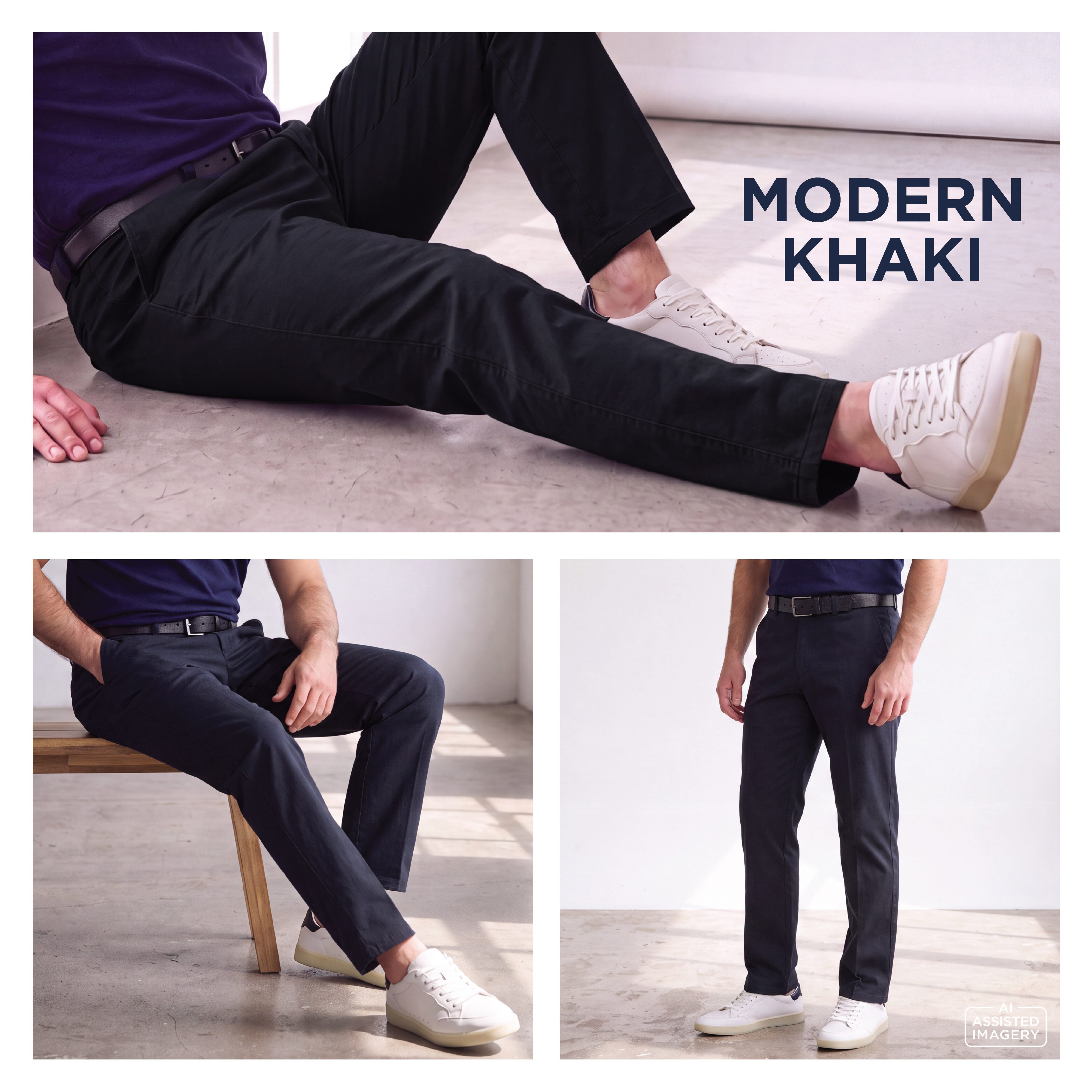 Haggar Modern Khaki Mens Slim Fit Dress Flat Front Pant