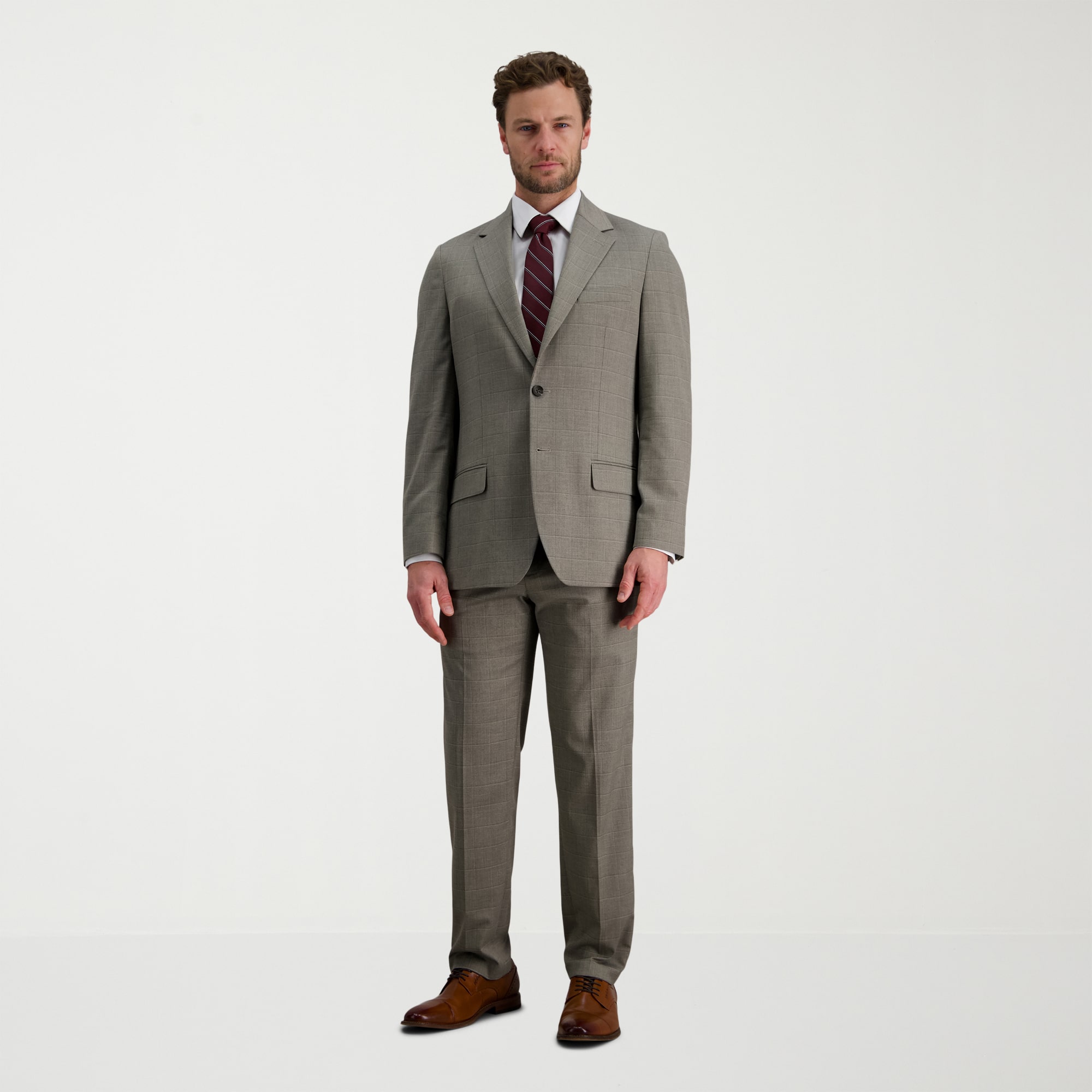 Haggar JMH Tailored Mens Stretch Fabric Modern Fit Windowpane Suit Jacket