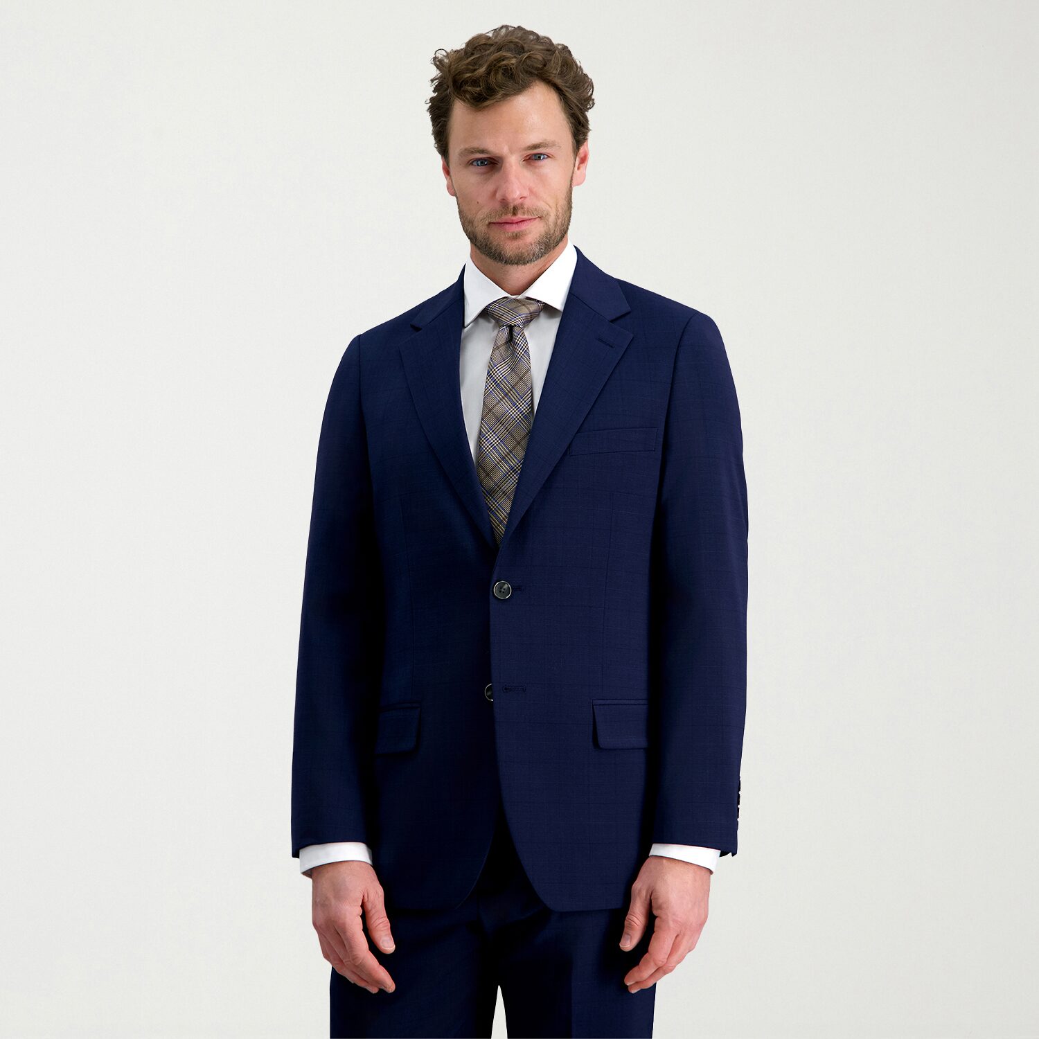 Haggar JMH Tailored Wool Windowpane Mens Stretch Fabric Modern Fit Suit Jacket