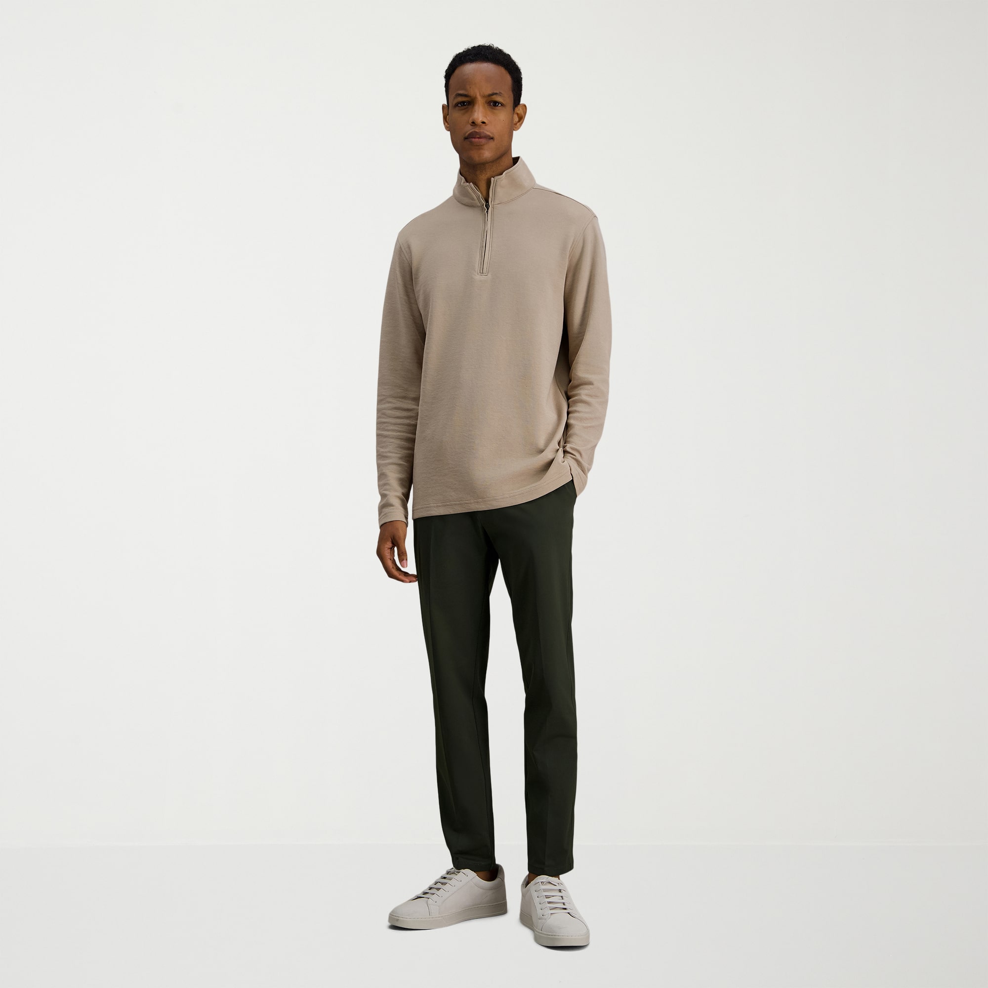 Haggar Mens Mock Neck Long Sleeve Quarter-Zip Pullover
