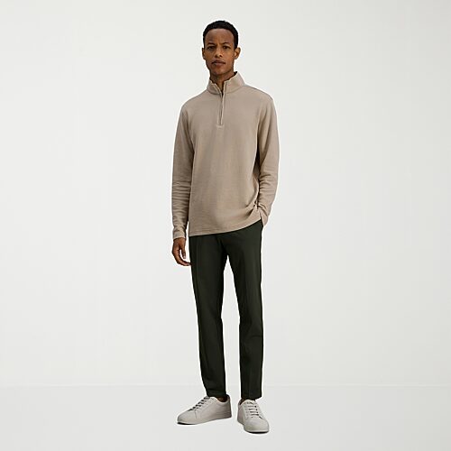 Haggar Mens Mock Neck Long Sleeve Quarter-zip Pullover In Beige