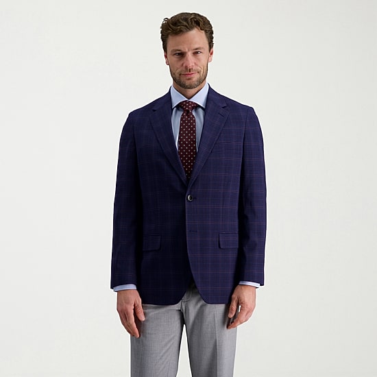 Haggar JMH Premium Stretch Plaid Mens Plaid Modern Fit Sport Coat