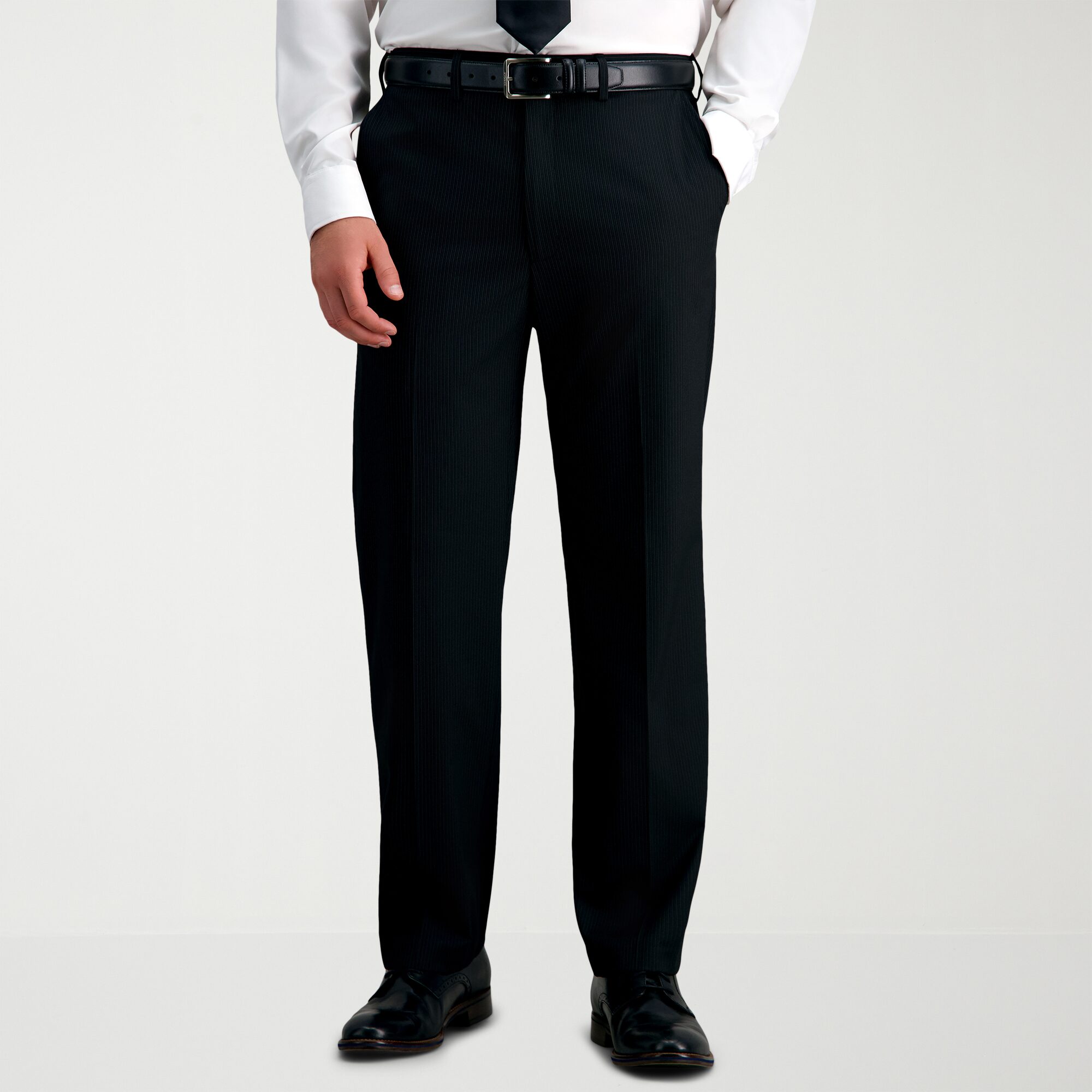 Haggar JMH Mens Stretch Fabric Classic Fit Striped Flat Front Suit Pant