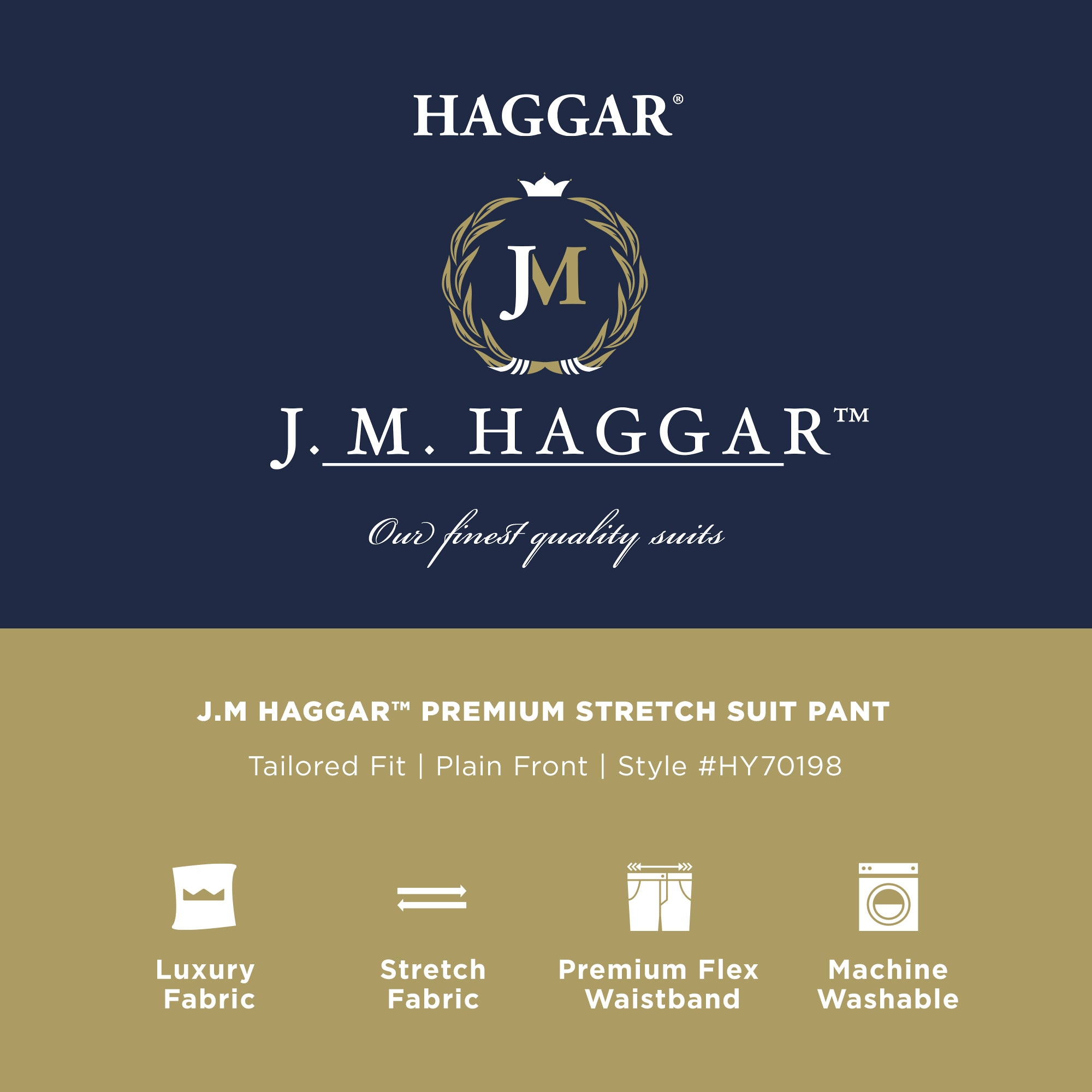 Haggar JMH Tailored Mens Stretch Fabric Modern Fit Windowpane Flat Front Suit Pant