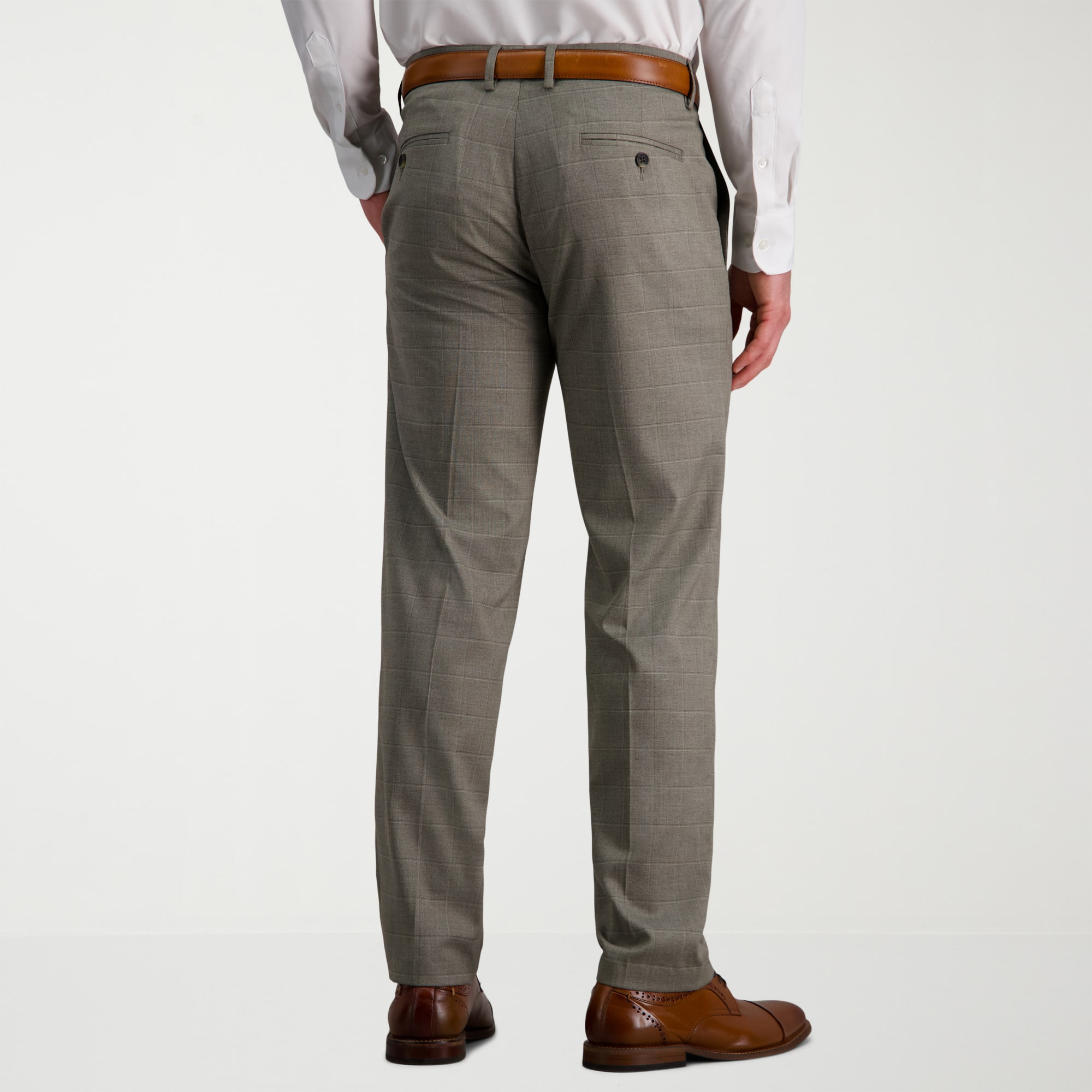 Haggar JMH Tailored Mens Stretch Fabric Modern Fit Windowpane Flat Front Suit Pant