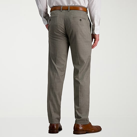 Haggar JMH Tailored Mens Stretch Fabric Modern Fit Windowpane Flat Front Suit Pant