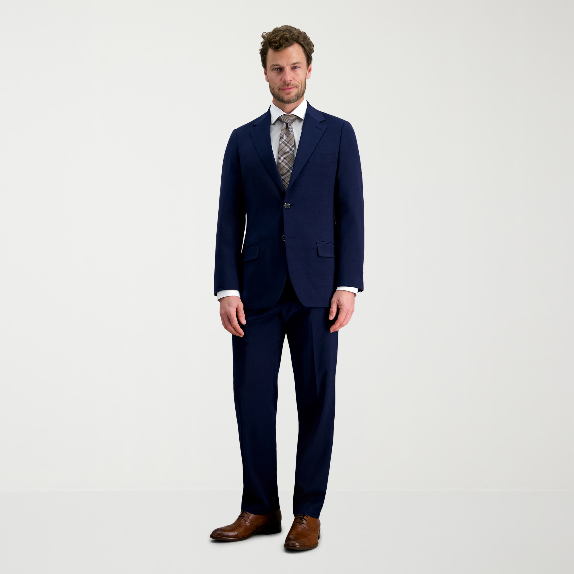Haggar JMH Tailored Wool Windowpane Mens Stretch Fabric Modern Fit Suit Jacket