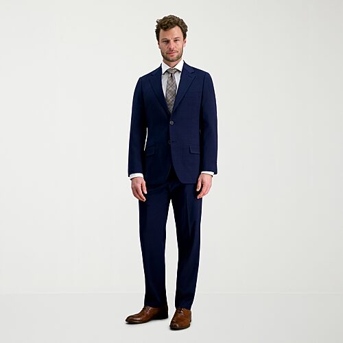 Haggar Jmh Tailored Wool Windowpane Mens Stretch Fabric Modern Fit Suit Jacket In Blue