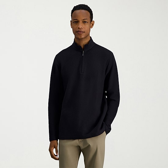Haggar Jersey Mens Mock Neck Long Sleeve Quarter-Zip Pullover