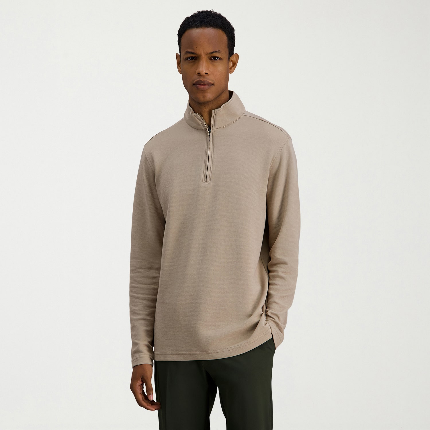 Haggar Mens Mock Neck Long Sleeve Quarter-Zip Pullover
