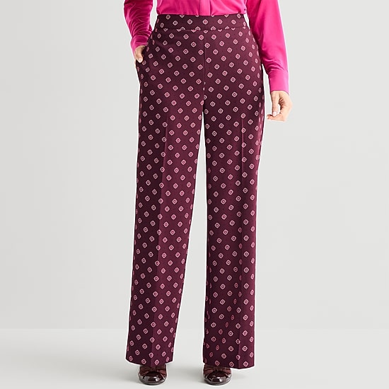 Liz Claiborne Womens Tall Wide Leg Mid Rise Pull-On Pant