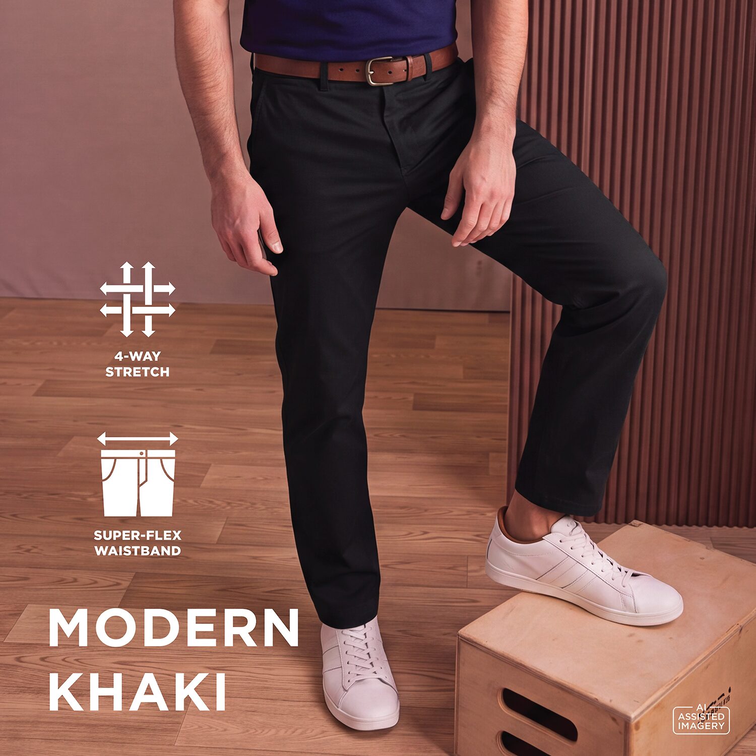 Haggar Modern Khaki Mens Classic Fit Dress Flat Front Pant