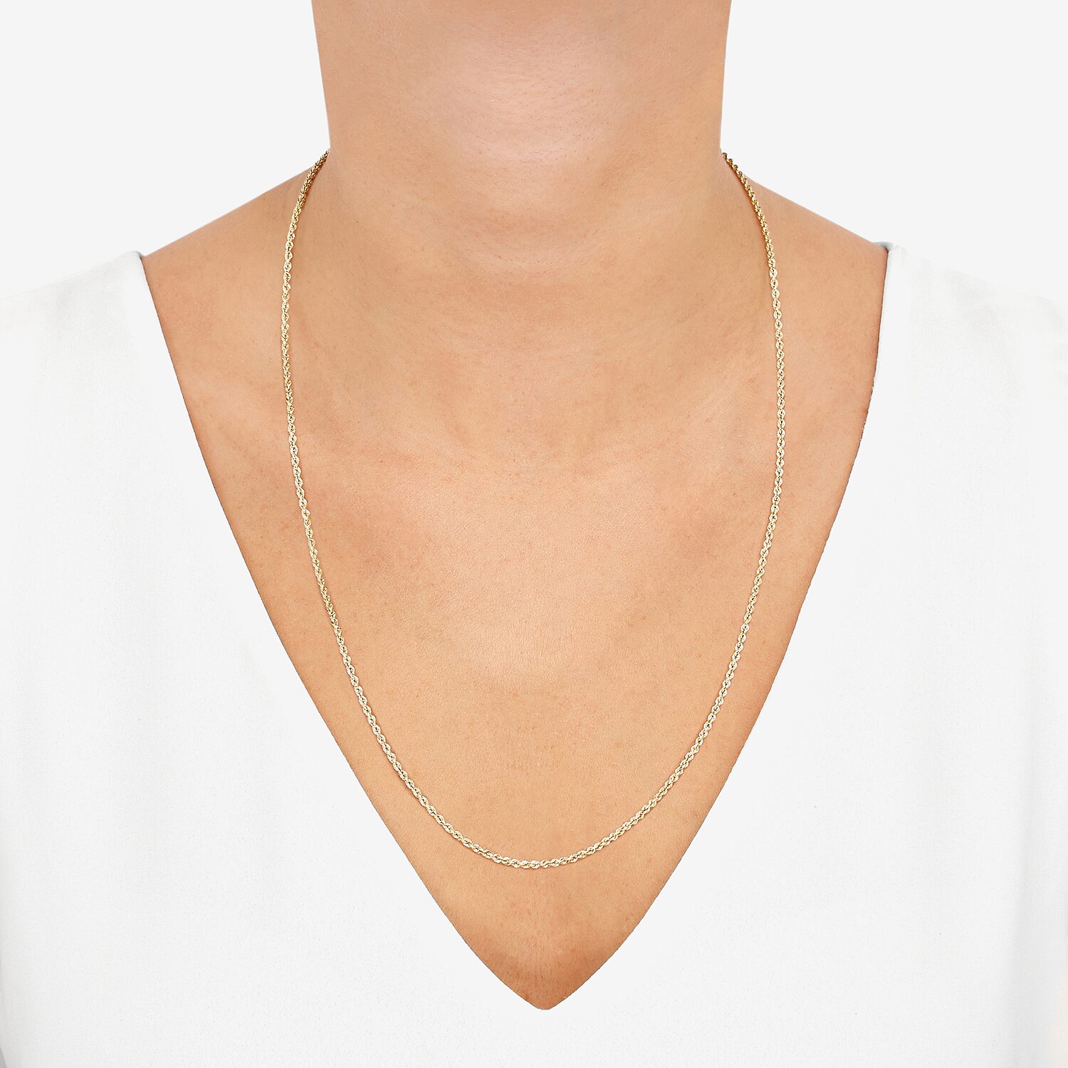 Womens 14K Gold 24 Inch Rope Chain Necklace