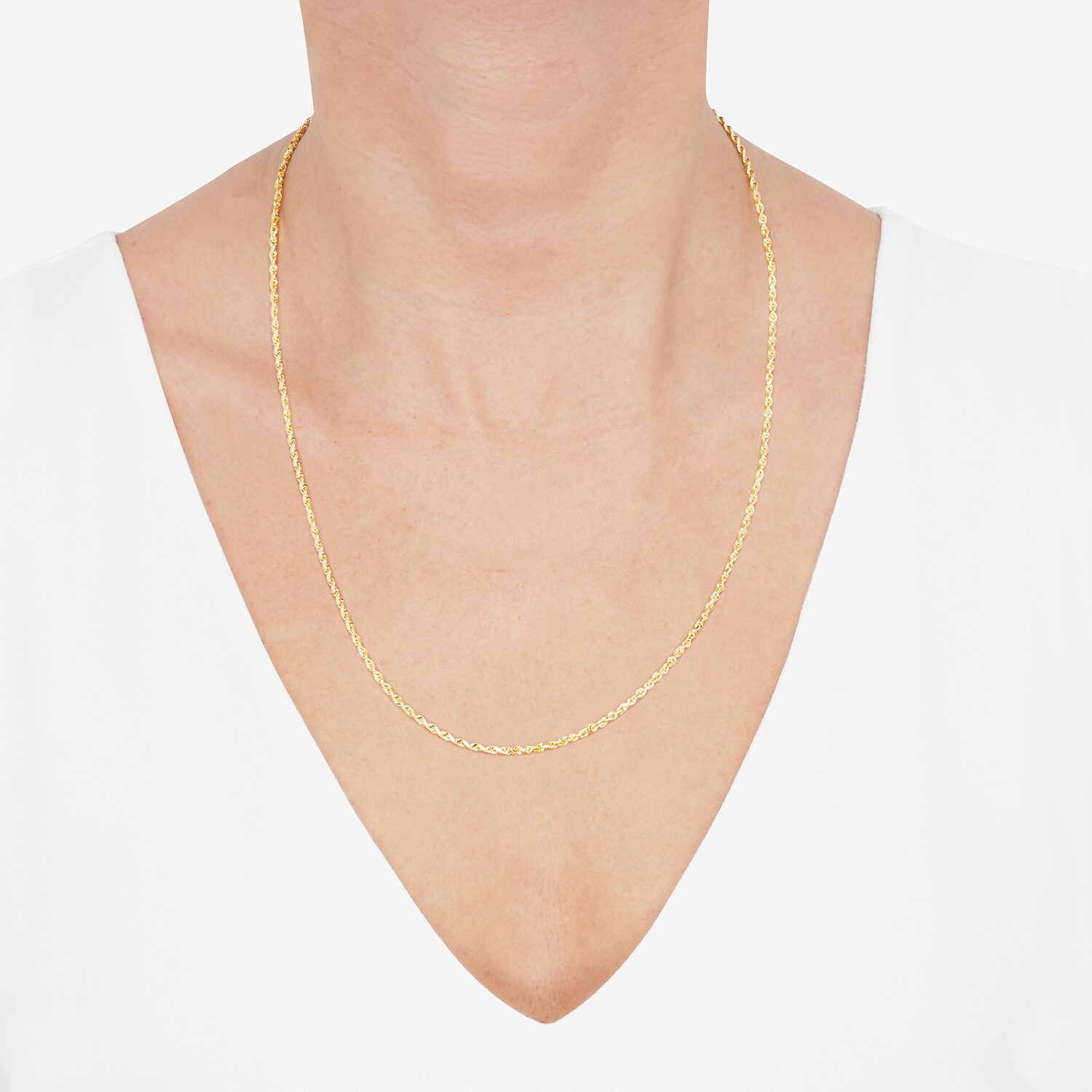 Womens 14K Gold Inch Rope Chain Necklace