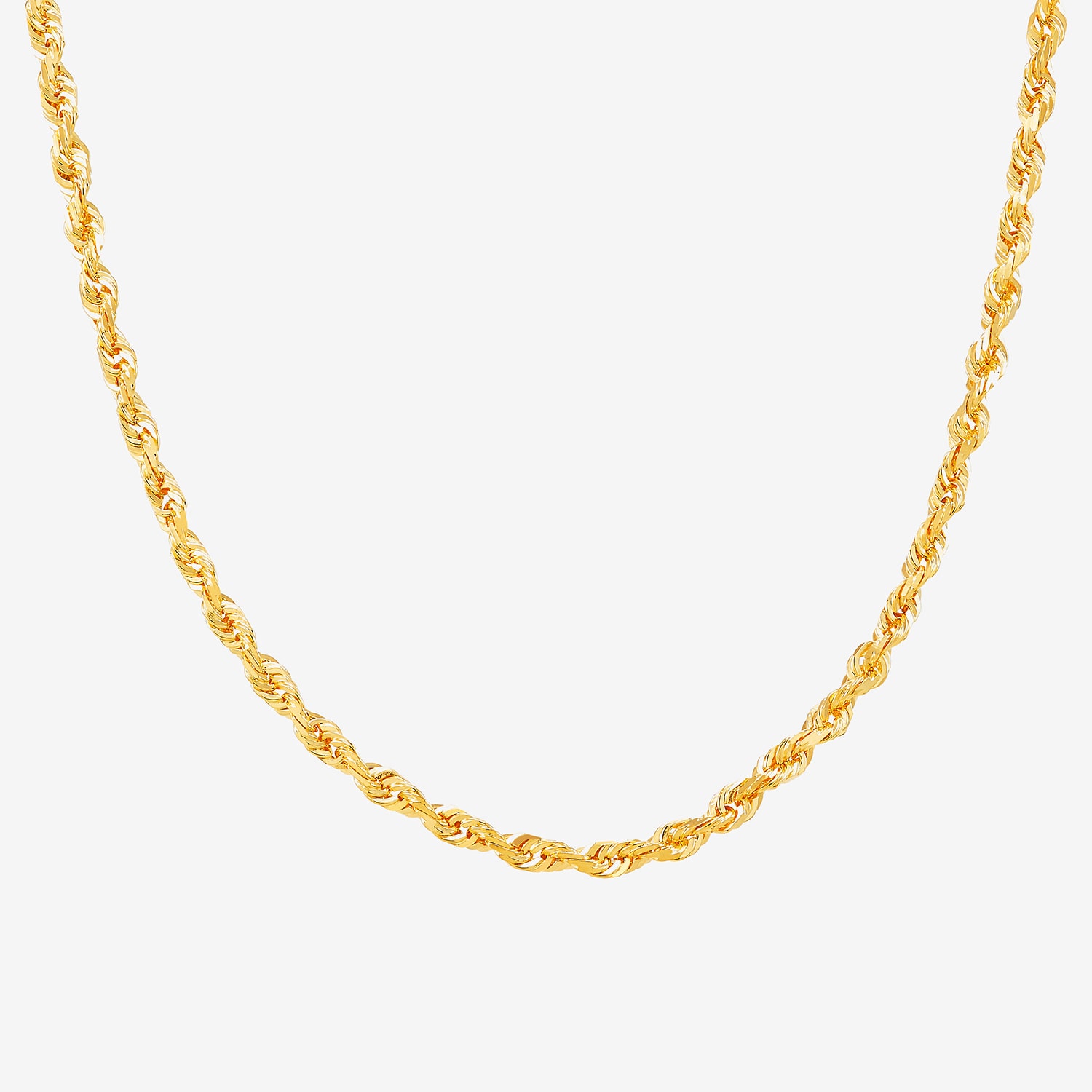 Womens 14K Gold Inch Rope Chain Necklace