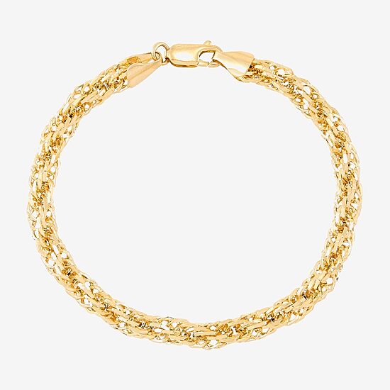 Limited Quantities! Womens 10K Gold 7.25 Inch Hollow Rope Chain Bracelet
