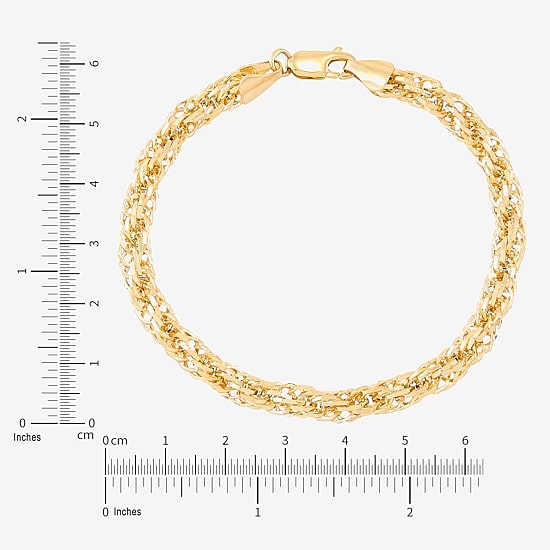 Limited Quantities! Womens 10K Gold 7.25 Inch Hollow Rope Chain Bracelet