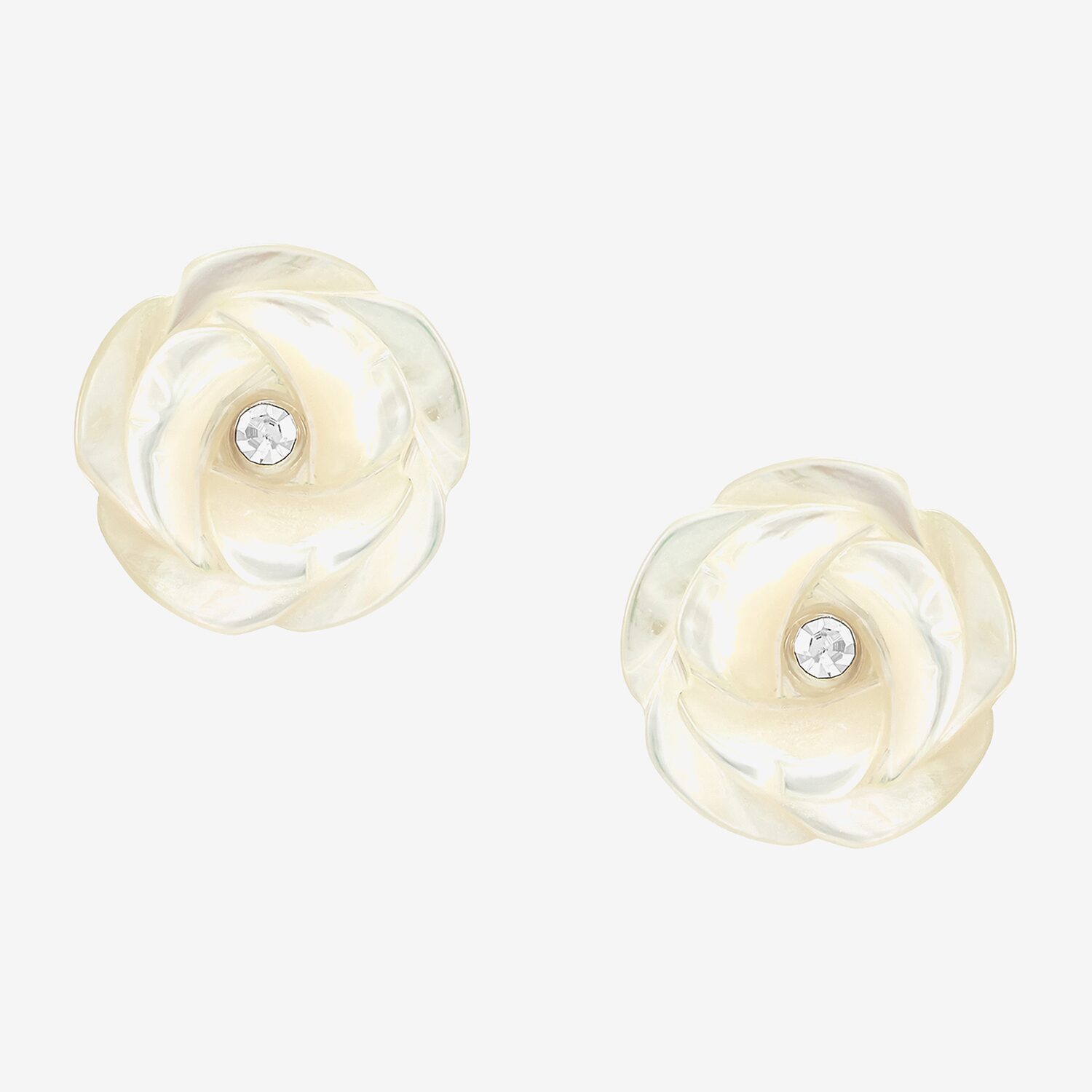 White Crystal 14K Gold 8.3mm Flower Stud Earrings