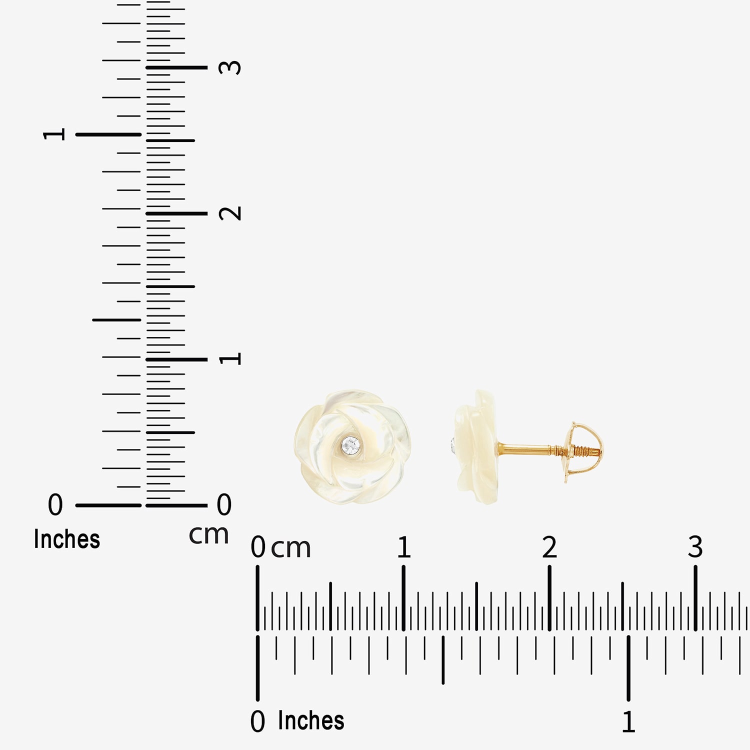 White Crystal 14K Gold 8.3mm Flower Stud Earrings