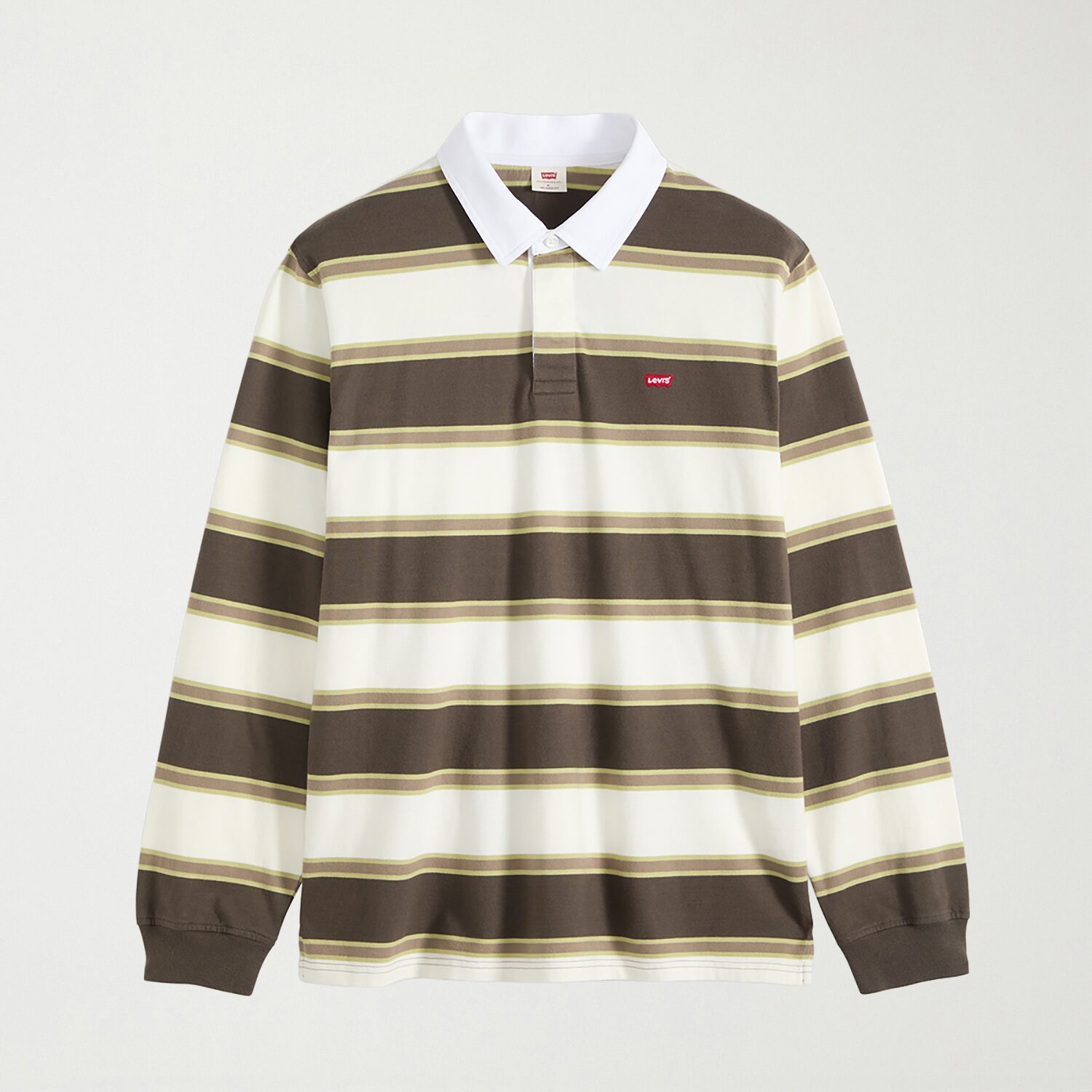 Levi's® Mens Asymmetrical Neck Long Sleeve Regular Fit Point Collar Striped Rugby Shirt