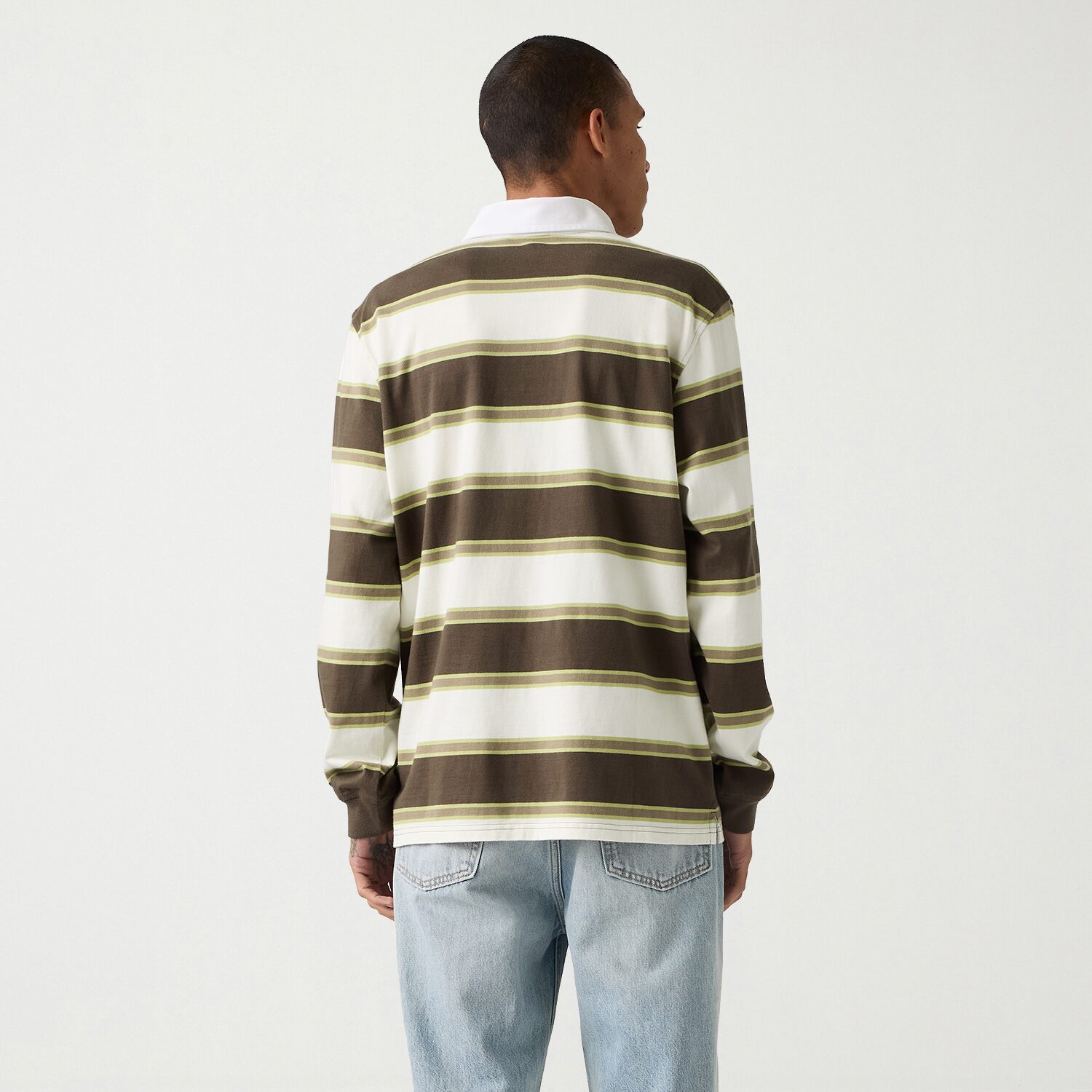 Levi's® Mens Asymmetrical Neck Long Sleeve Regular Fit Point Collar Striped Rugby Shirt