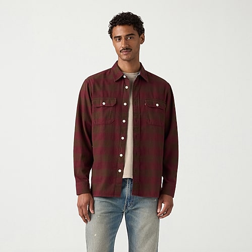 Levi 's Mens Long Sleeve Regular Fit Flannel Shirt In Red