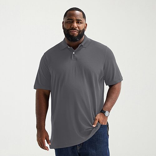 St. John's Bay Premium Stretch Big and Tall Mens Classic Fit Short Sleeve Polo Shirt, 5x-large Tall, Black