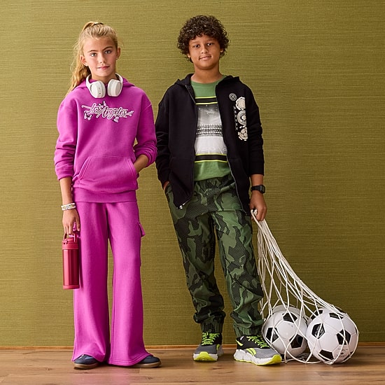 Xersion Little & Big Kid Girls High Rise Wide Leg Active Fleece Cargo Pant