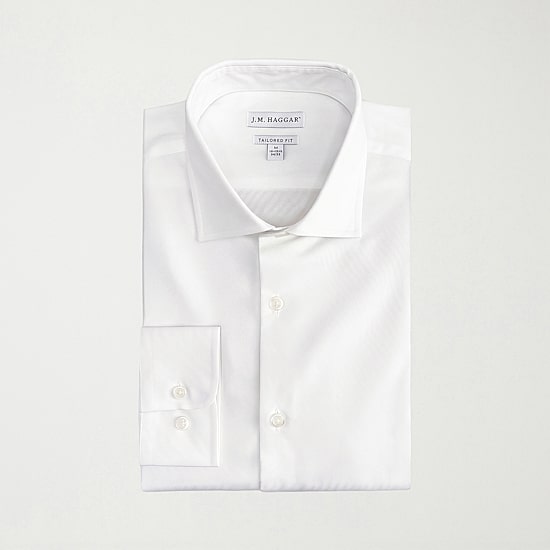 Haggar Tailored Mens Modern Fit Wrinkle Free Long Sleeve Dress Shirt